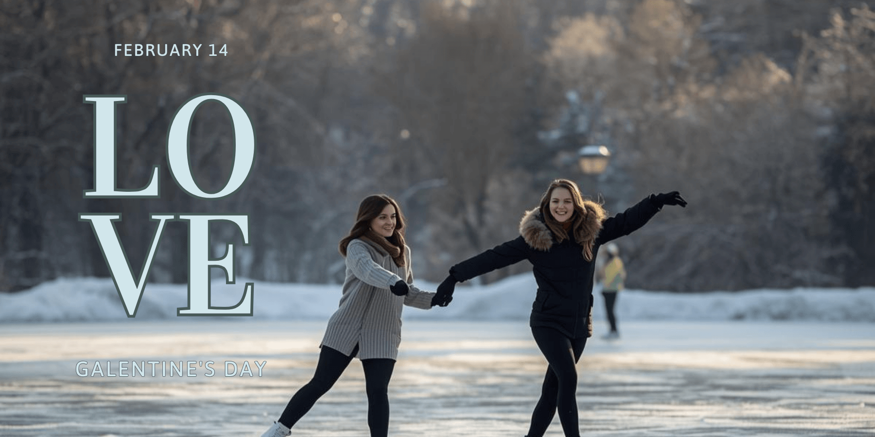 February 14th, Love, Galentines Day, best friends ice skating